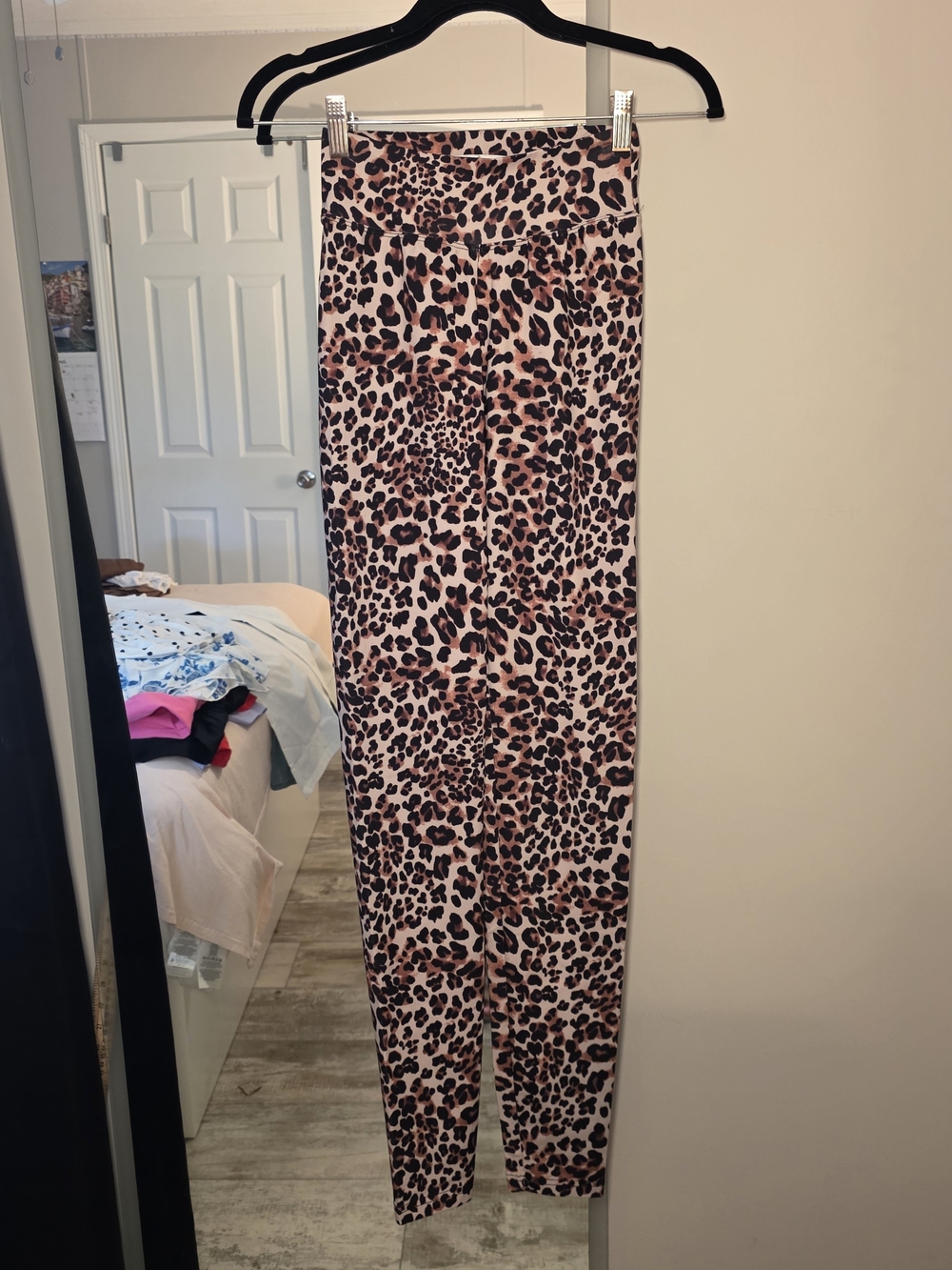 Leopard Print High-Waist Leggings - Pink/Brown